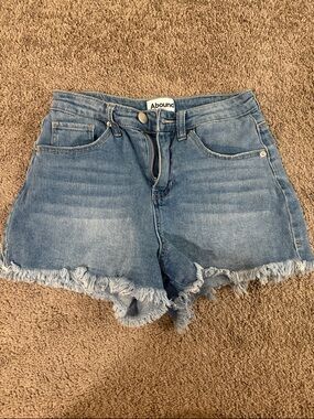 Abound Light Blue Frayed Hem Denim Shorts